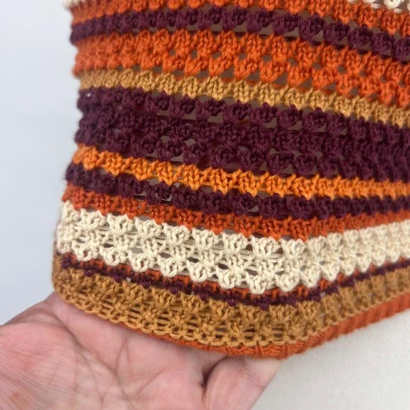 PRETTYLITTLETHING Striped Crochet Halter Neck Crop Top Multi XS - Picture 4 of 8